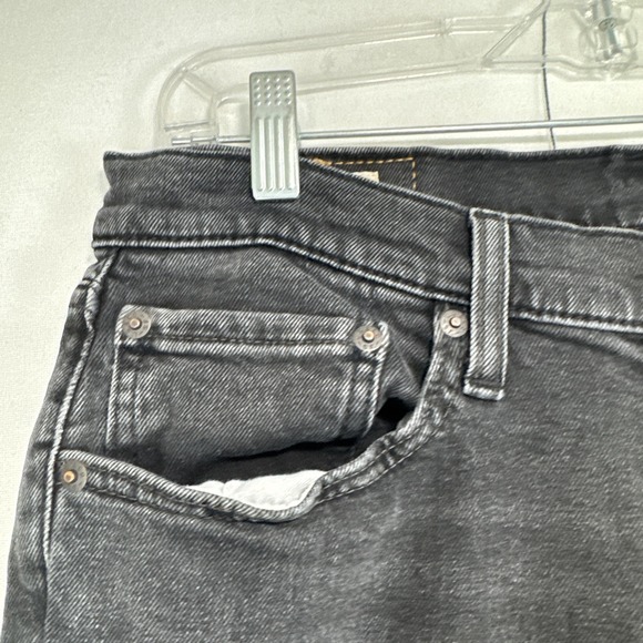 Levis 541 Jeans Mens 31x29 Big E Black Denim Athletic Taper Stretch Casual Hemed - Picture 2 of 12